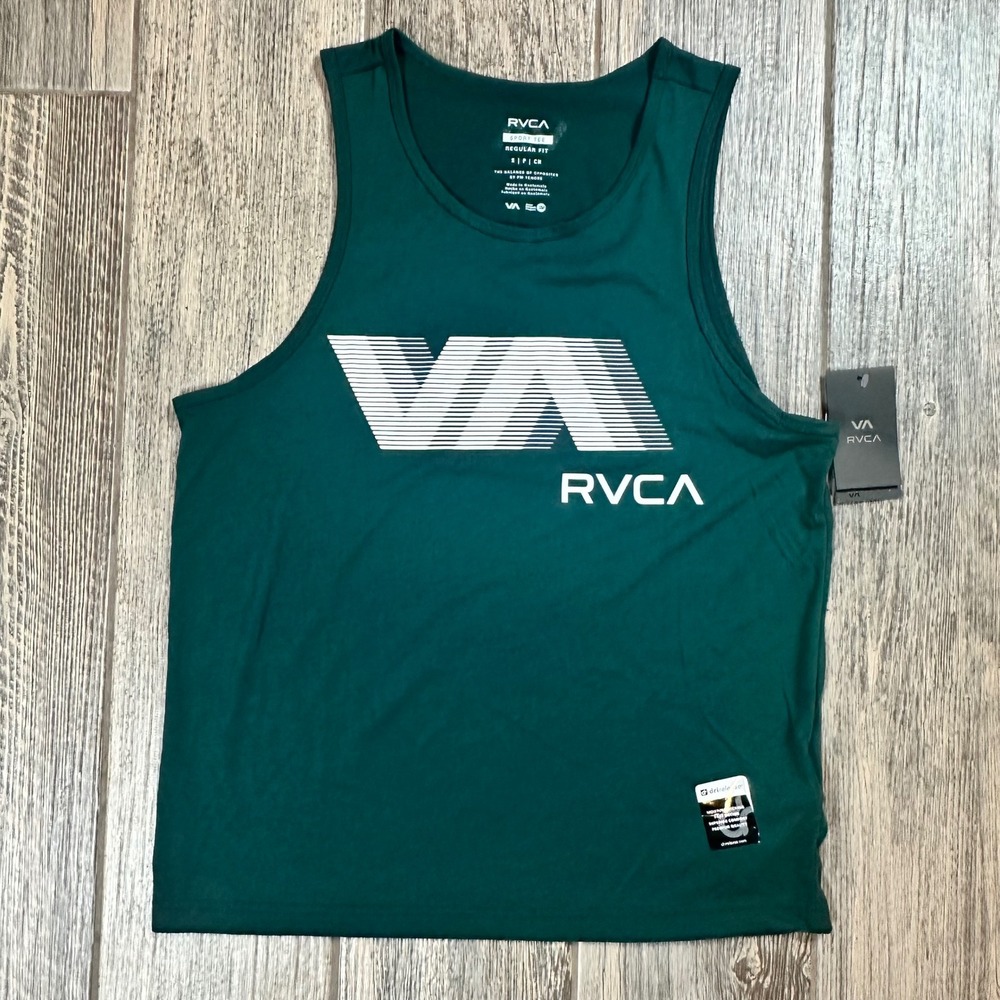 RVCA Sport Tank Top Men's Small Blur‎ Logo DriRelease Athletic Sleeveless Shirt